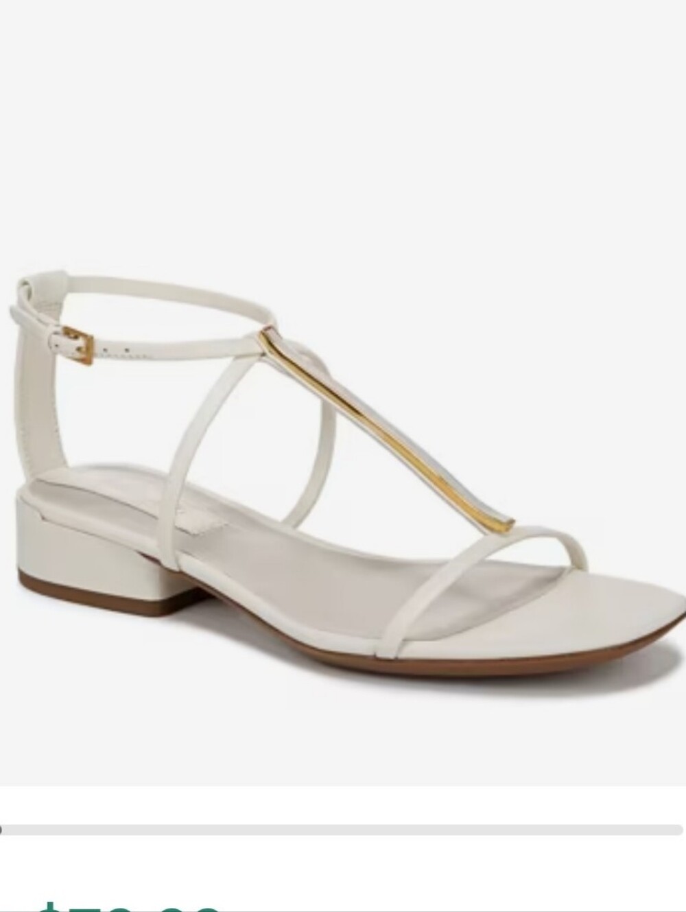 Franco Sarto White T-Strap Sandal with Gold Accent